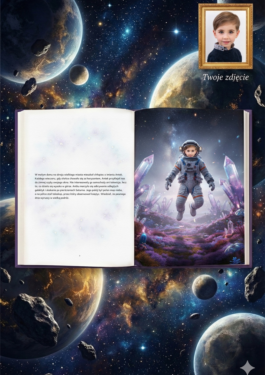 Ja i moja pierwsza podróż w kosmos - personalizowana fotorealistyczna książka